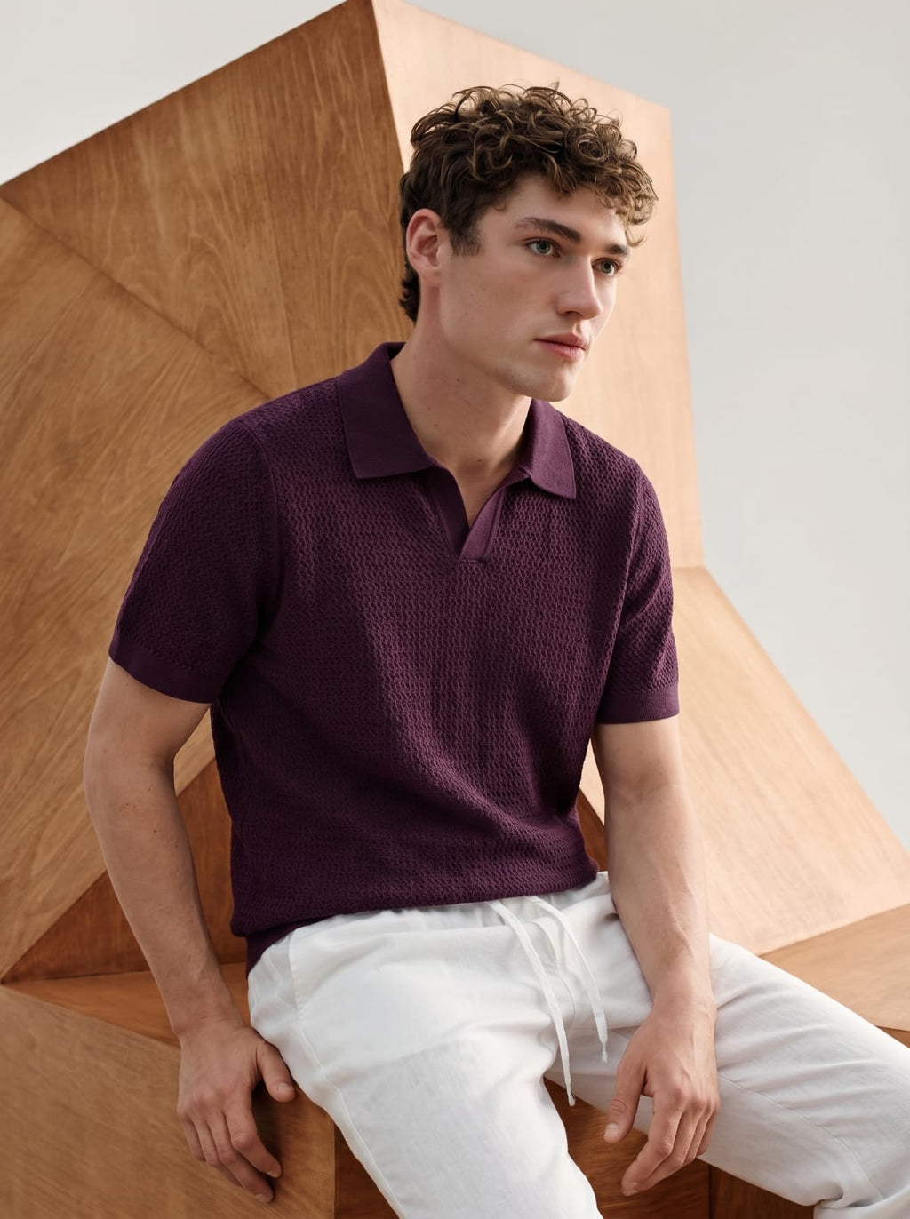 DARK BURGUNDY KNIT POLO