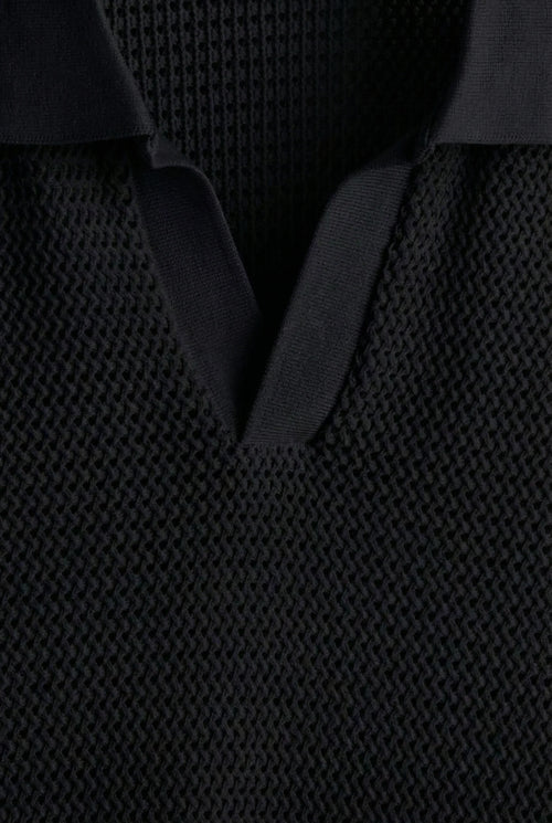 BLACK KNIT POLO