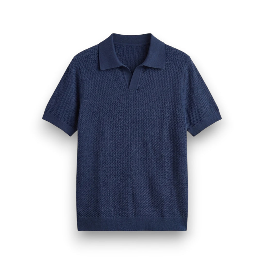 Blue knit polo