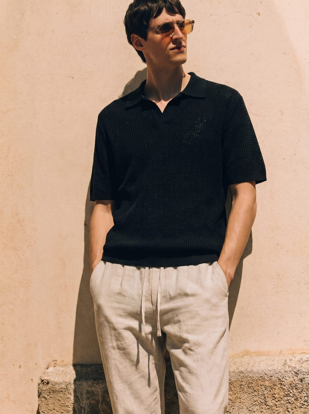BLACK KNIT POLO